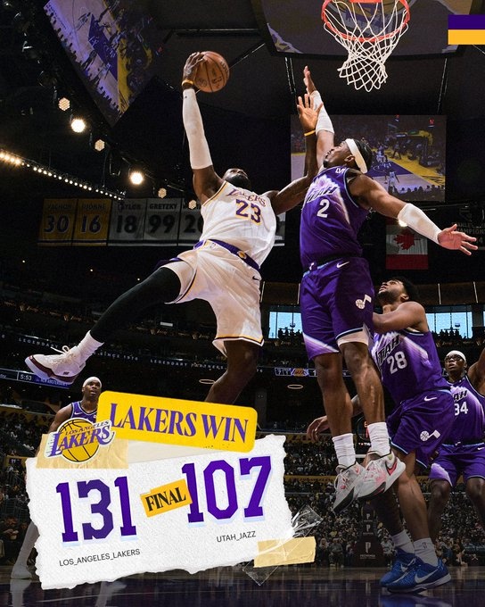 云开体育网站-老当益壮！湖人晒赢球海报：詹姆斯人群中起飞不可阻挡